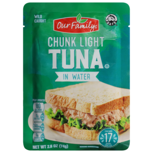 Our Family Light Chunck Tuna in Water Pouch 2.6oz