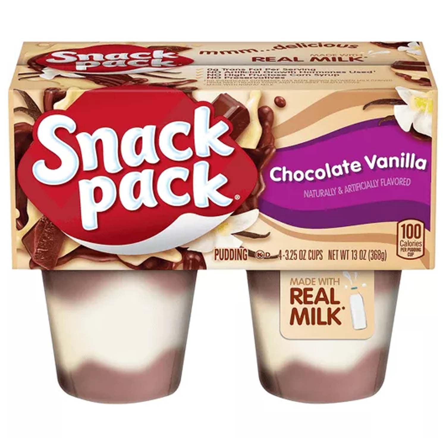 Snack Pack Chocolate Vanilla 4pk