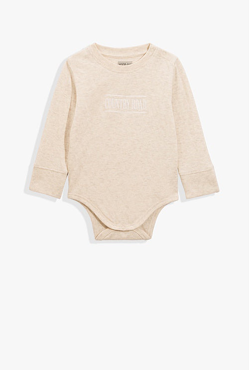 Country Road Long Sleeve Bodysuit Sand 3-6months