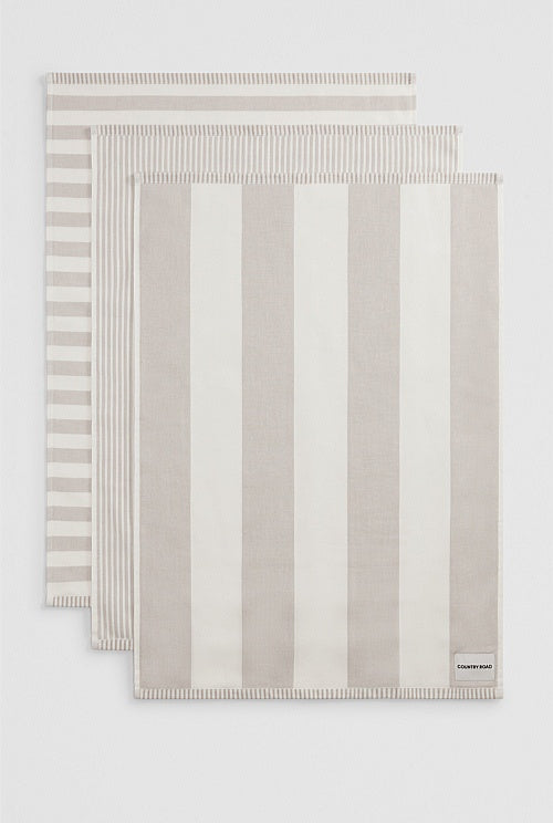 Country Road Isa Tea Towels 3pk Pale Grey