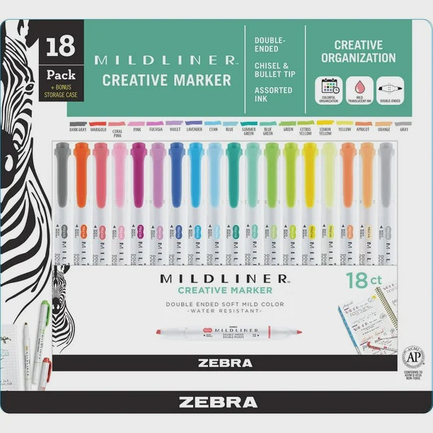 Mildliner Dual Tip Highlighter 18pk Assorted