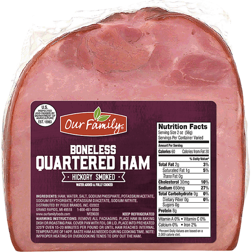 Pork, Our Family Quartered Sliced Ham $5.79/lb