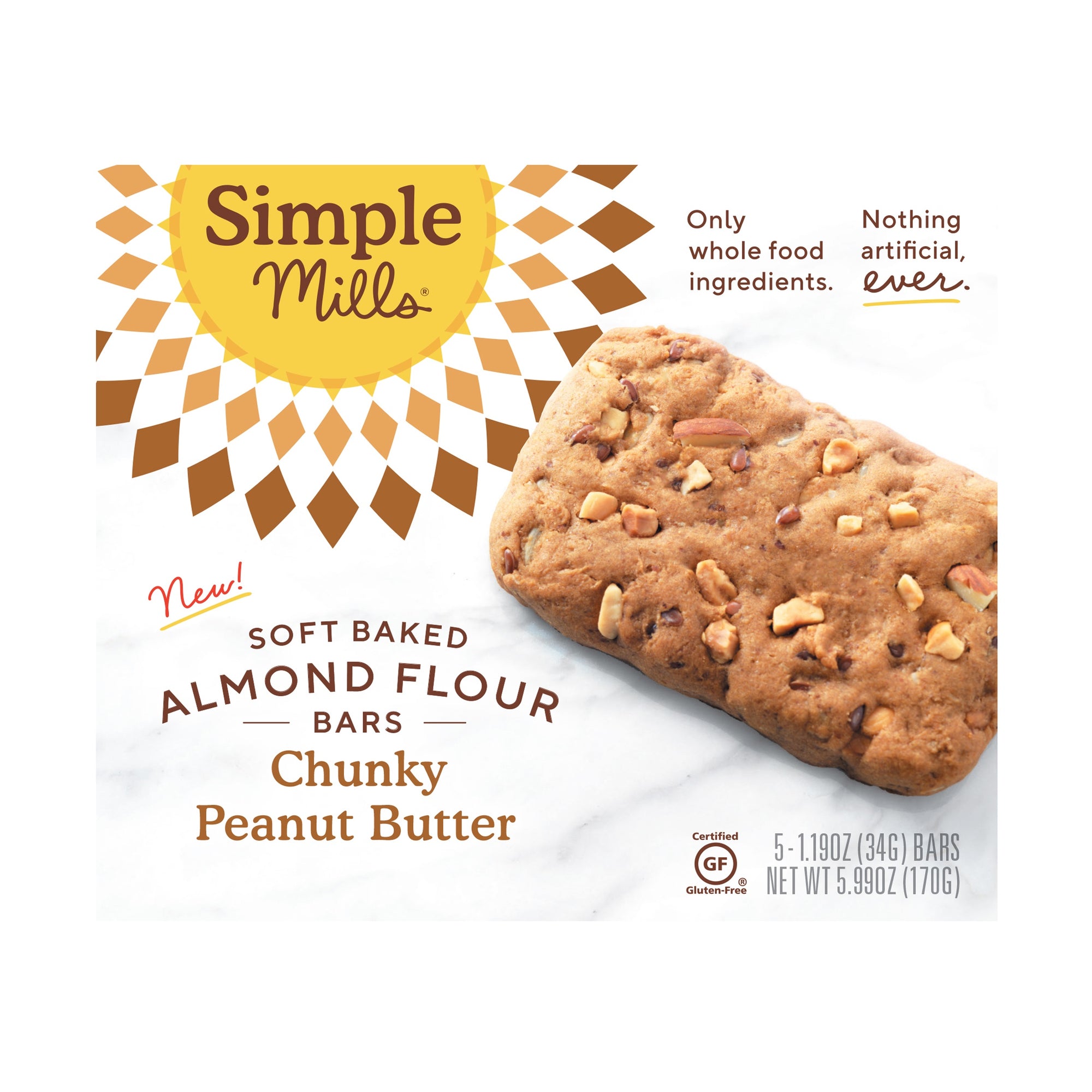 Simple Mills Almond Flour Bars PB & CC 5 Bars