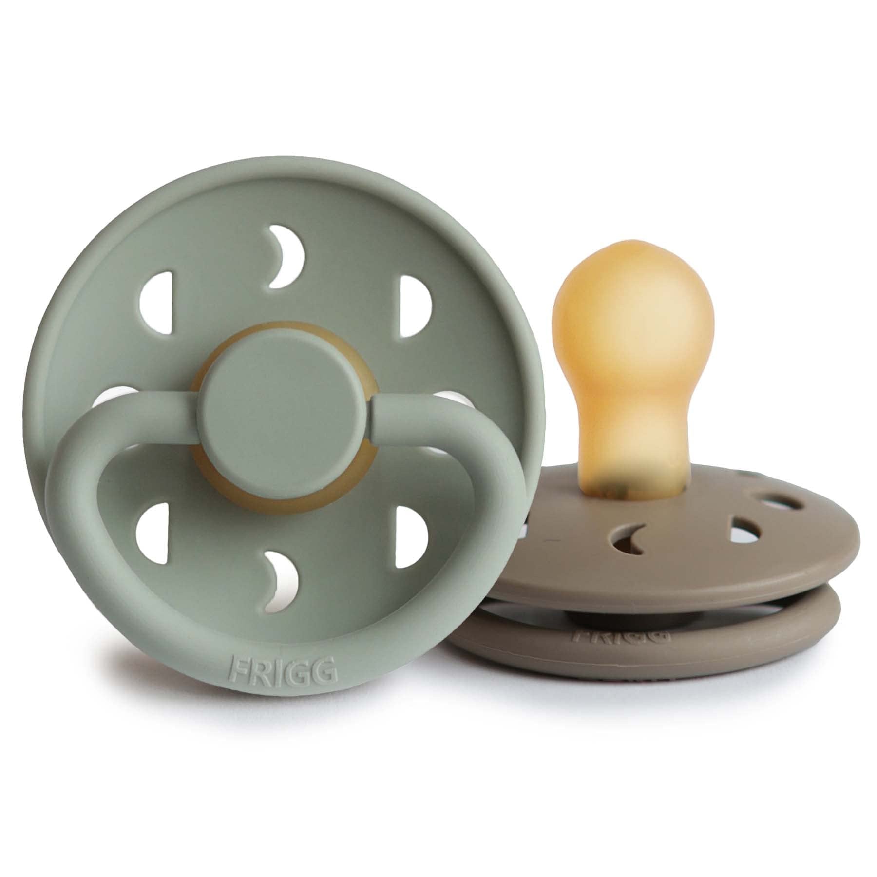 Frigg Pacifier Moon 2pk Powder Sage/Portobello 0-6 mth