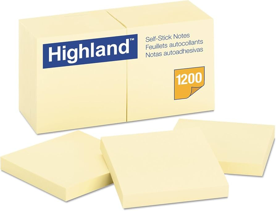 Highland Self Stick Note Pads 12ct 3x3