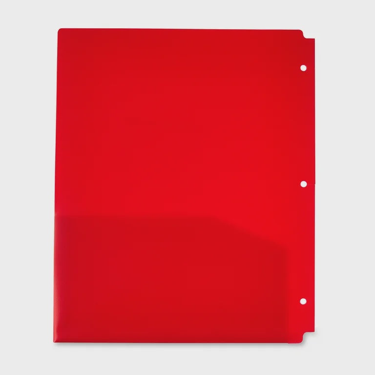 Pen & Gear Plastic Folder w/pockets Red