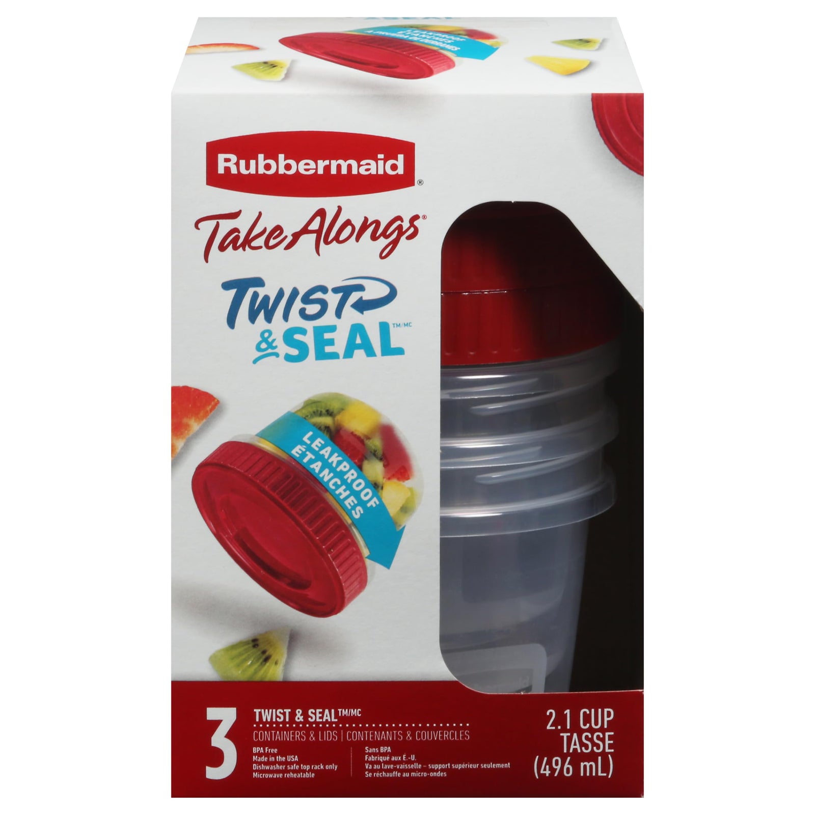 Rubbermaid Twist & Seal 2 cup container 3ct