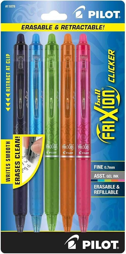Pilot Frixion Pen Erasable Retractable Multi Color 5ct