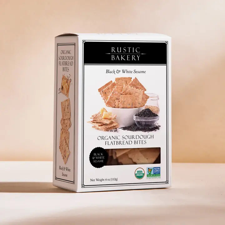 Rustic Bakery Sourdough Flatbread Bites Black & White Sesame 4 oz