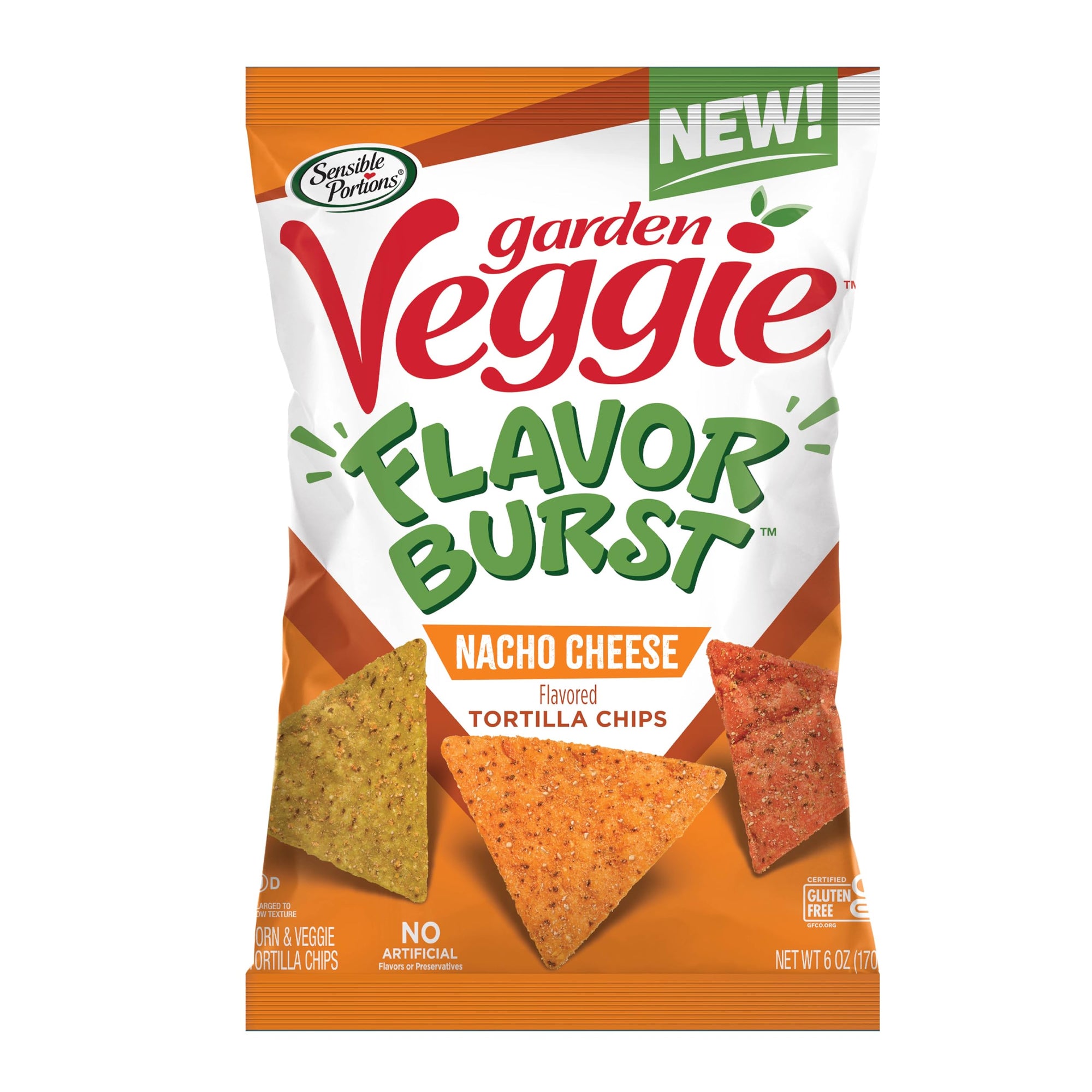 Garden Veggie Flavor Burst Nacho Cheese Tortilla Chips 6 oz.