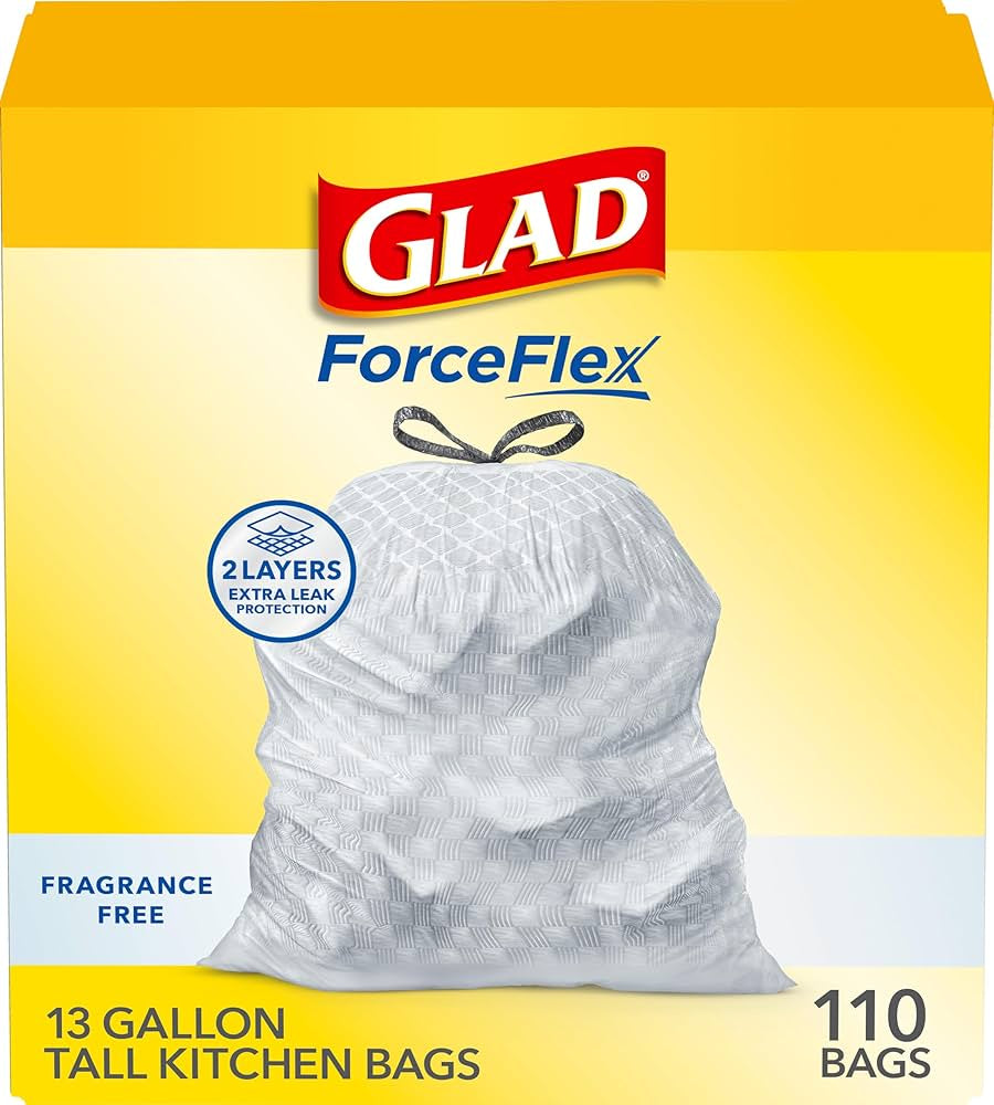 Glad Force Flex Drawstring Garbage Bags 13gallon 110ct