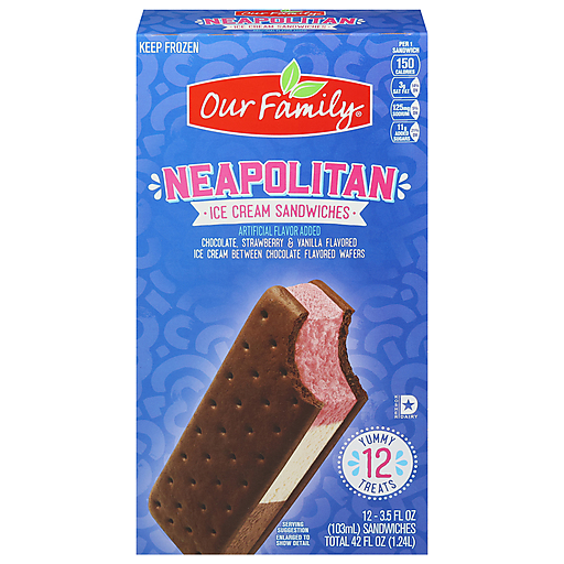 Our Family Neapolitan Ice Cream Sandwiches 12ct