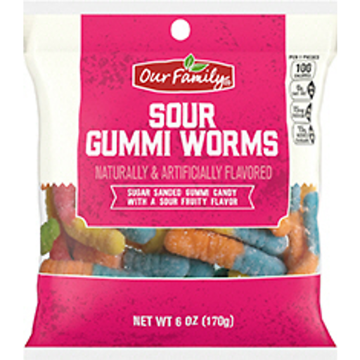 Our Family Sour Neon Gummy Worms 6oz