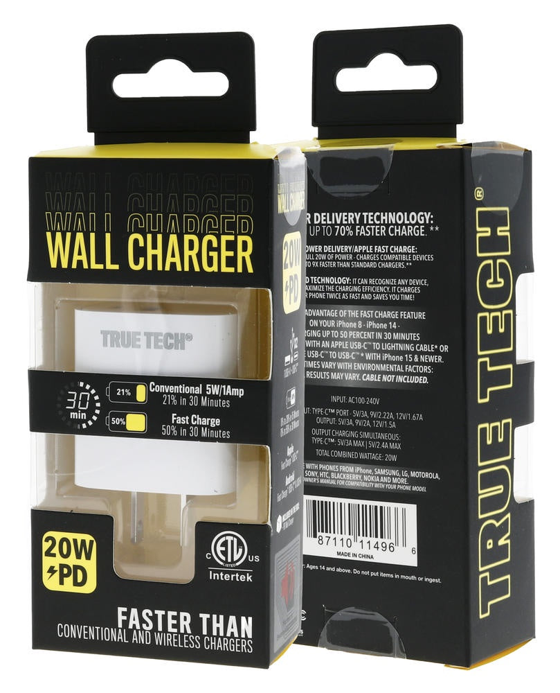 True Tech Wall Charger 20W/PD Fast Charge