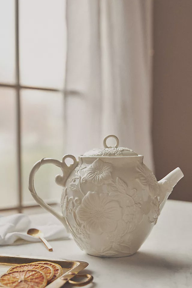 Anthro Floral Stoneware Teapot