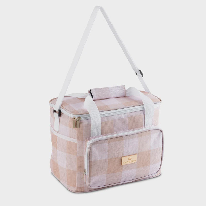 Manor Road Linen Gingham Natural Cooler Bag