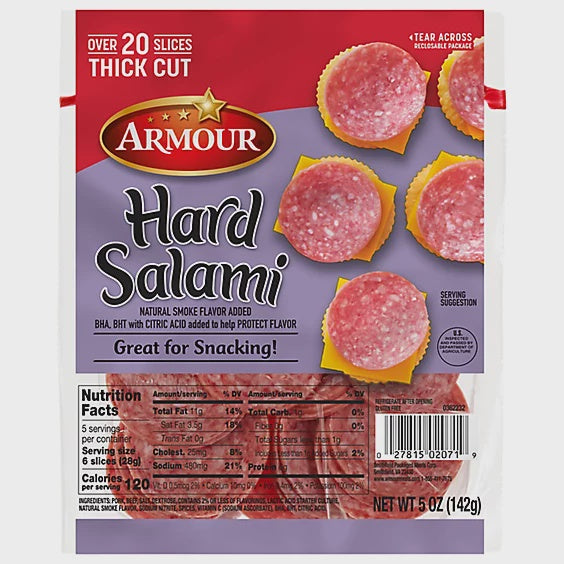 Armour Sliced Hard Salami 5oz