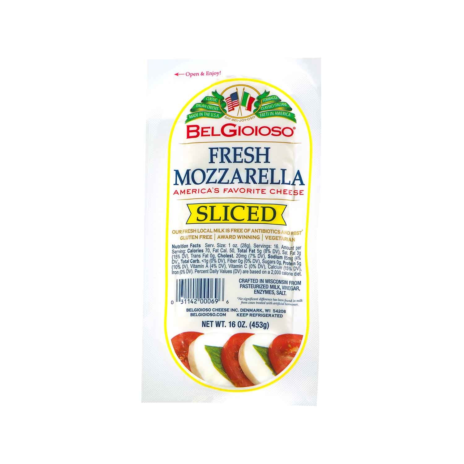 Belgioioso Fresh Mozzarella Sliced Log 16oz