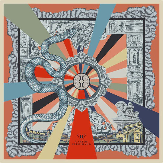 Carlos Ferdinand Serpentina Red Scarf 90cm