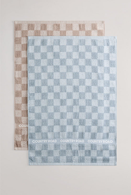 Country Road Erin Tea Towel 2pk Mineral Blue