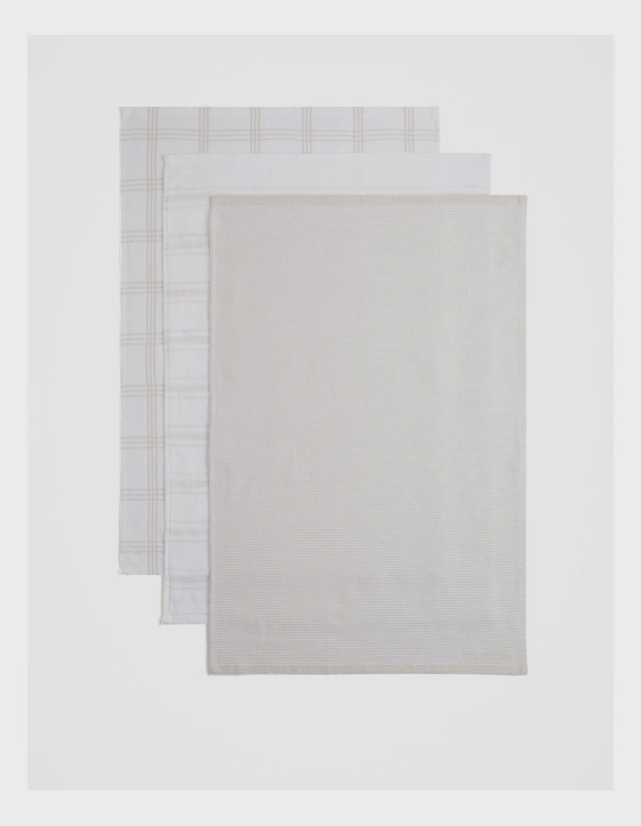 Country Road Xave Tea Towels Pale Grey 3pk