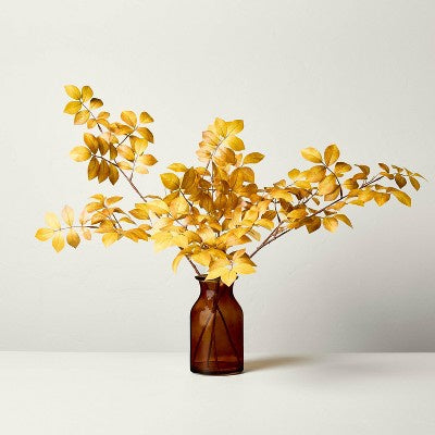 H&H Brown Glass Fall Leaves Arrangement