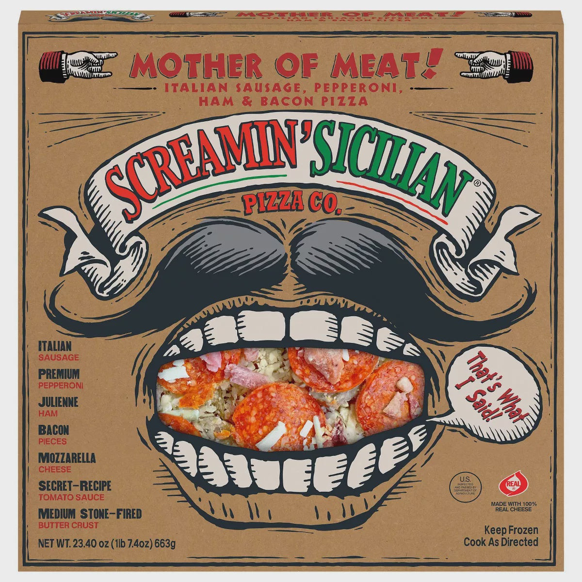 Screamin Sicilian Mother of Meat Pizza 24oz