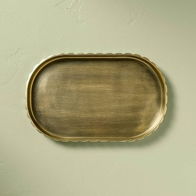 H&H Decorative Brass Metal Oval Tray