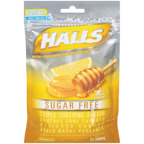 Hall's Sugar Free Honey Lemon Cough Drops 25ct