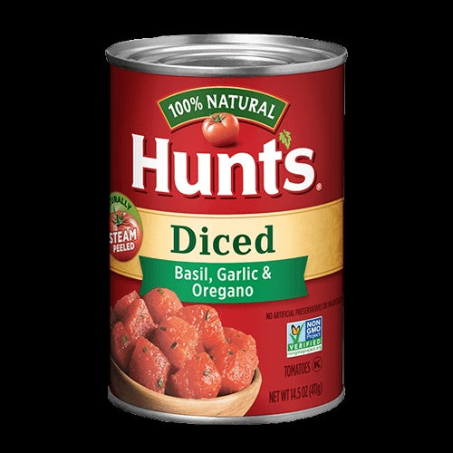 Hunts Diced Tomatoes Basil & Garlic No Salt Added 14.5oz