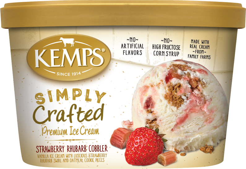 Kemps Simply Crafted Strawberry Rhubarb Cobbler Ice Cream 48oz