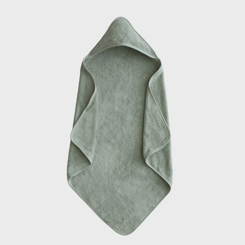 Mushie Organic Cotton Hooded Baby Towel Moss