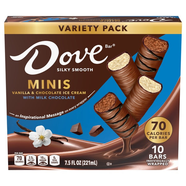 Dove Mini's Choc/Vanilla Ice Cream Bars 10ct