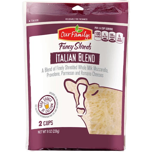 Our Family Cheese Shredded Italian Blend Fancy Cut 8oz