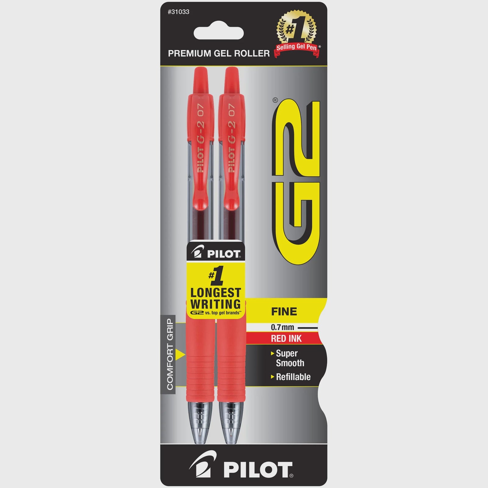Pilot G2 Red Gel Pen 2ct