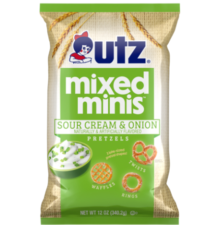 Utz Mixed Minis Sour Cream & Onion Pretzels 12 oz.