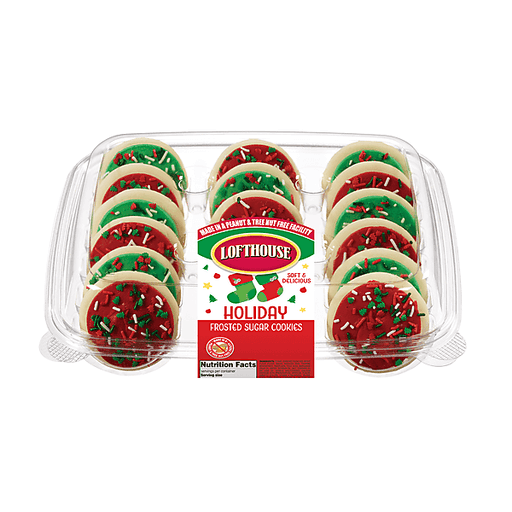 Lofthouse Red & Green Frosted Holiday Cookies 18ct