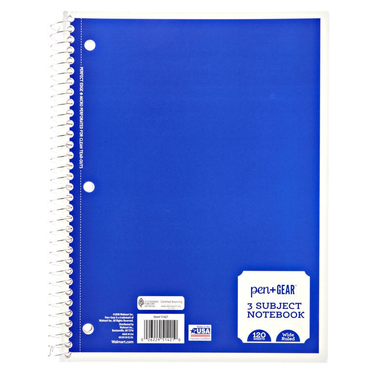 Pen & Gear 3 Subject Notebook