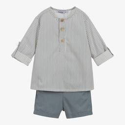 Babidu Boys Grey Striped Shorts Set 3 mth