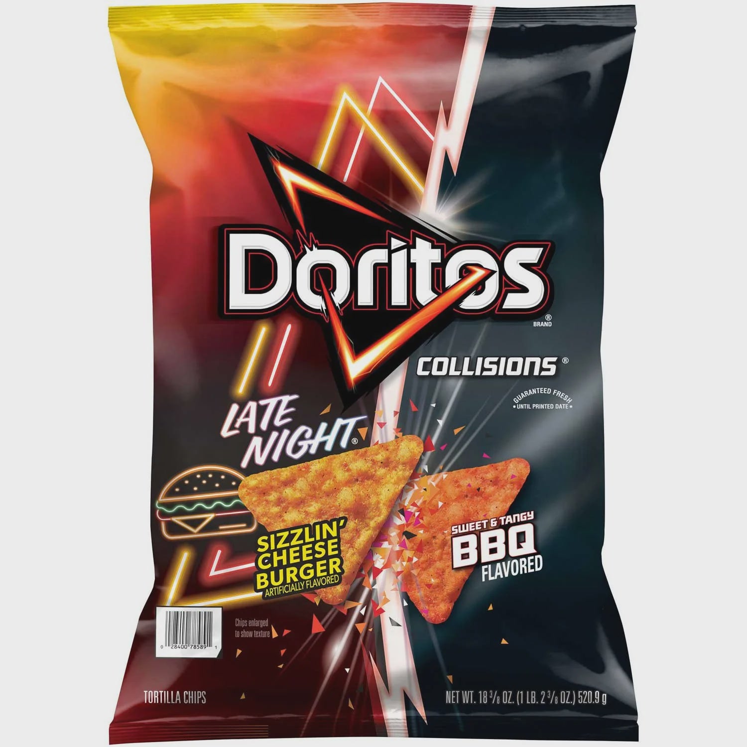 Doritos Sizzlin Cheeseburger & BBQ Tortilla Chips 18 3/8 oz.