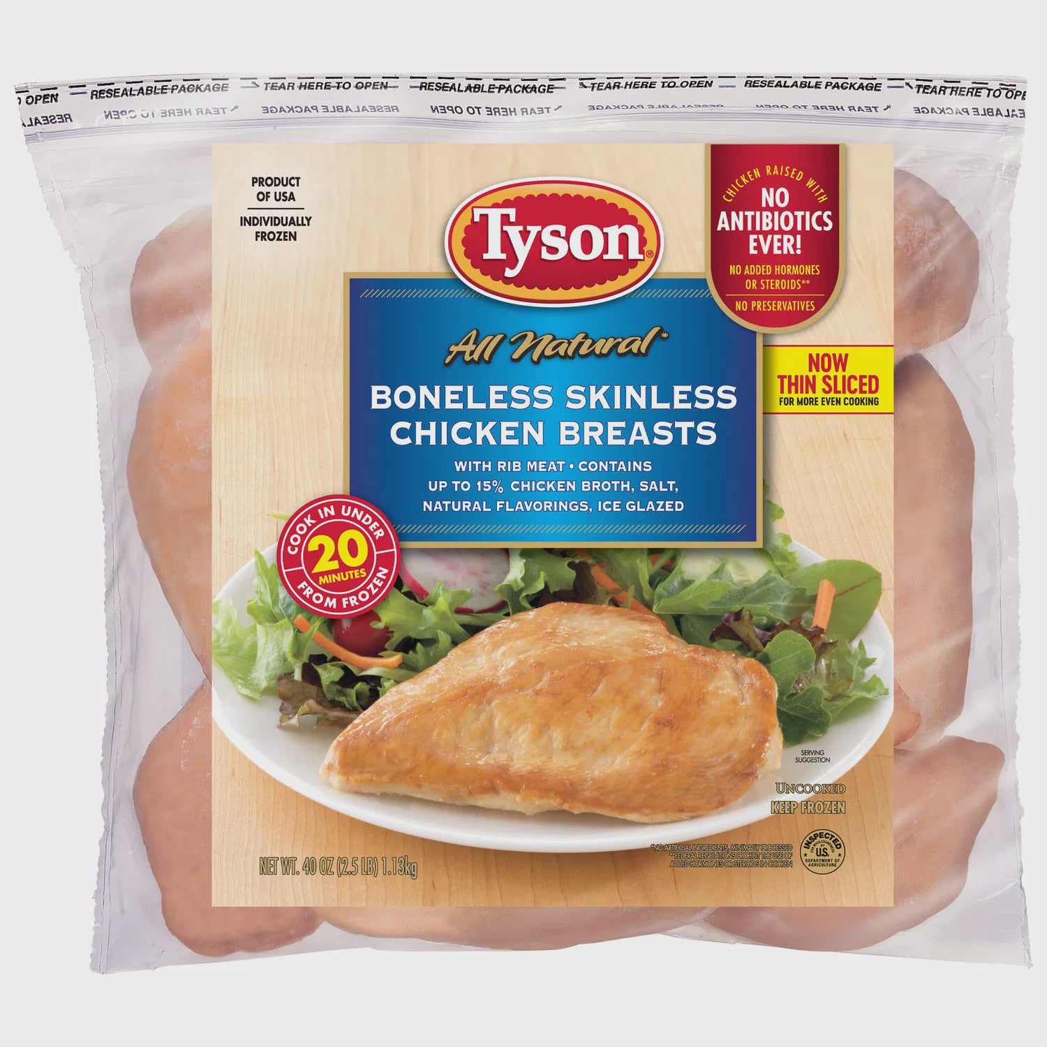 Tyson Chicken Breasts IQF 2.5lb Bag