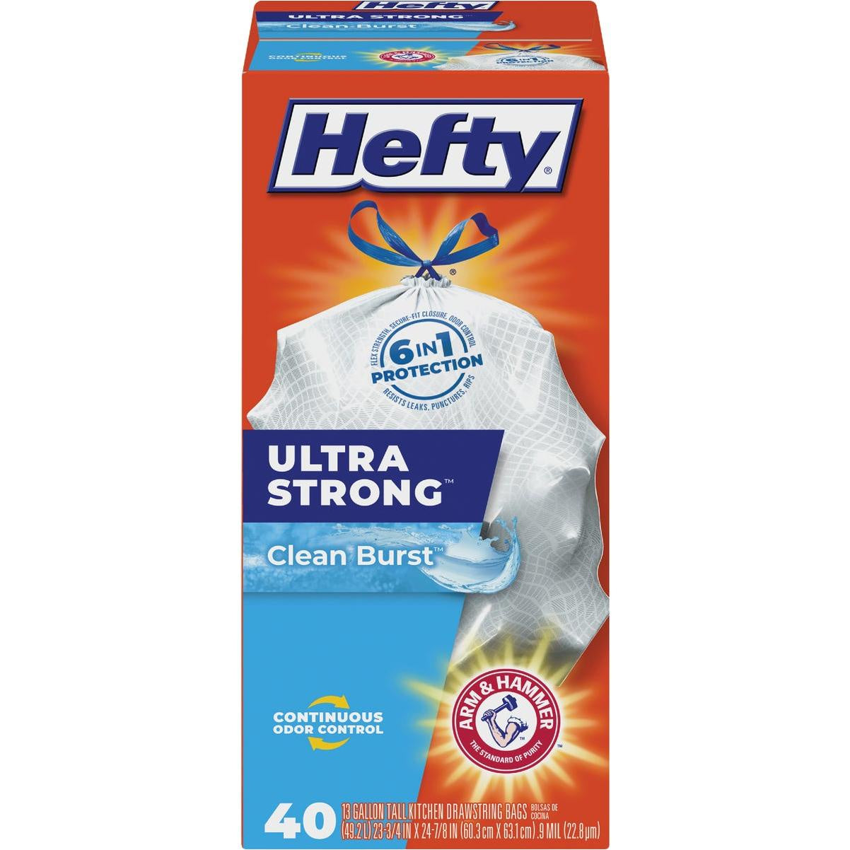 Hefty Ultra Strong Trash Can Liner 13 Gallon Clean Burst Scent