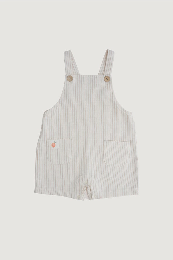 Cream & Brown Striped Overall Shorts 3-4 yr