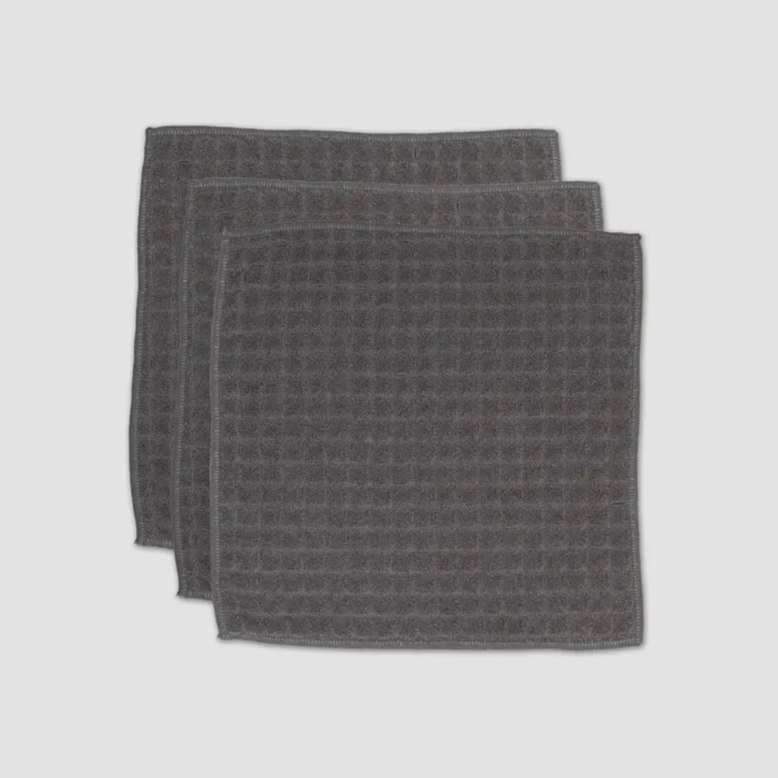 Geometry Charcoal Waffle Wash Cloth Set 3pk