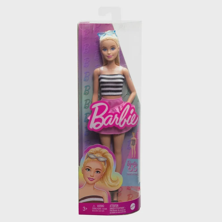 Barbie Doll #213 Blond Hair with Stripe Top  65th Anniversary