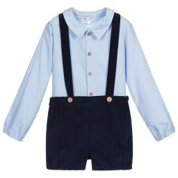 Fina Ejerique Boys Blue Corduroy Shorts Set 6 mth