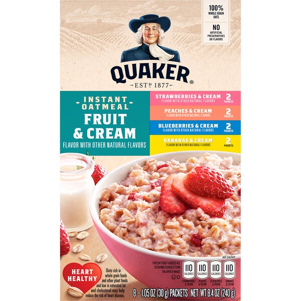 Quaker Instant Oatmeal Fruit & Cream Variety 8ct