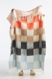 Anthro Multi-Checkered Fringed Throw