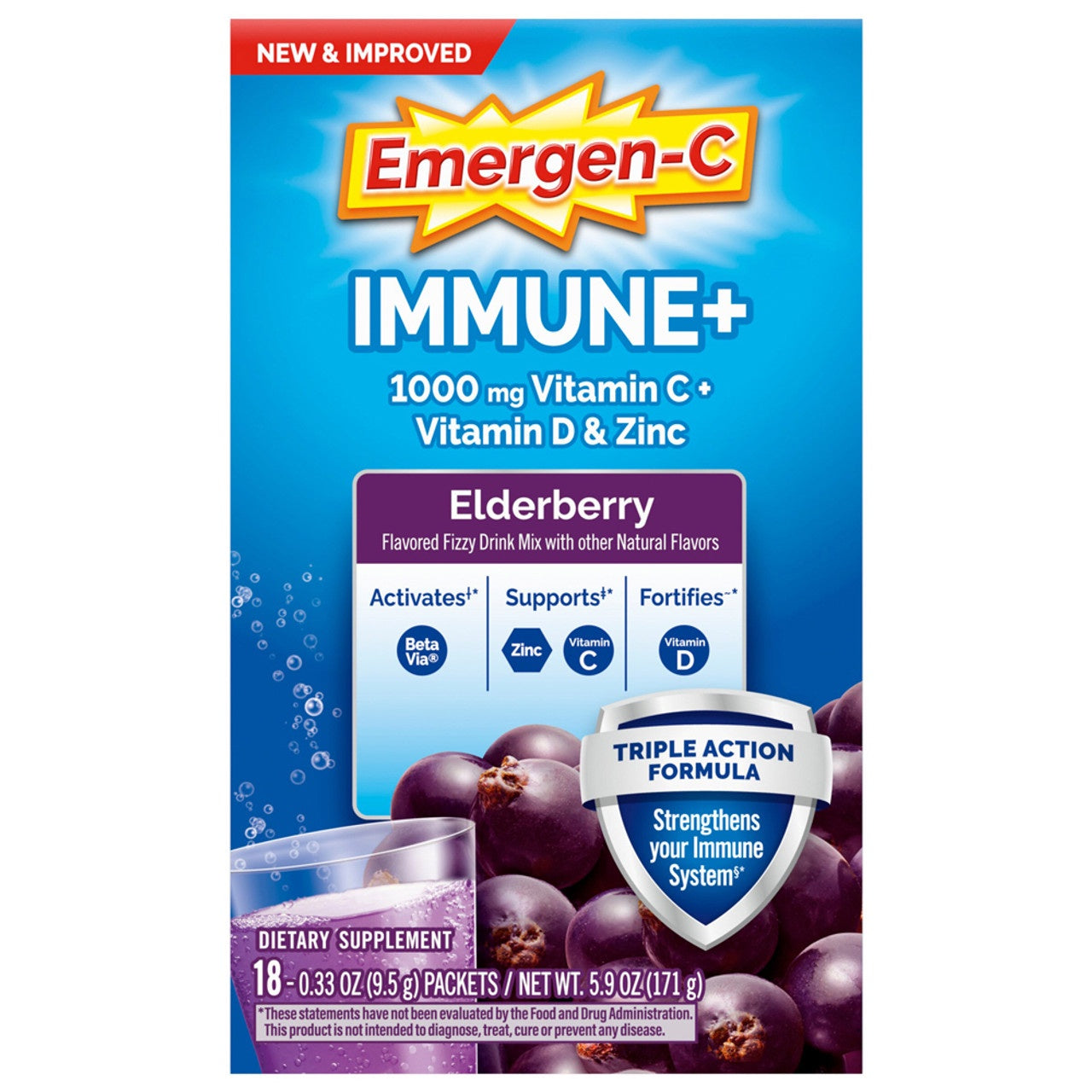 Emergen-C Immune+ Elderberry 18ct