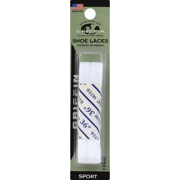 Griffin Shoe Laces White Sport 36inch